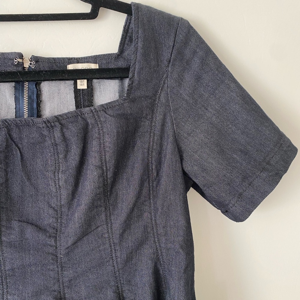 Anthropologie Pilcro denim, short-sleeve, square-neck, fit-and-flare mini dress - Picture 5 of 7